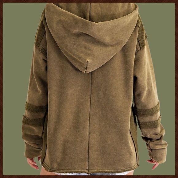 EASEL "Keep You Happy" Lux Brushed Cotton Blend Loose Pullover Hoodie Mix Fabric - Picture 15 of 16